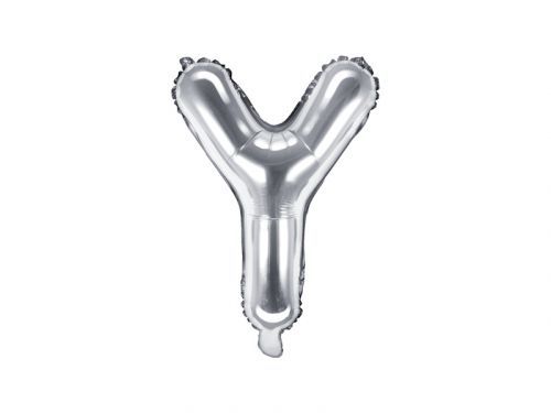 PartyDeco Fóliový balón Mini - Písmeno Y 35cm strieborný