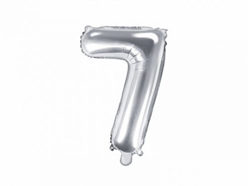PartyDeco Fóliový balón Mini - Číslo 7 strieborný 35cm