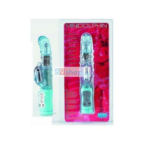 Silikonový, bleděmodrý delfínek.