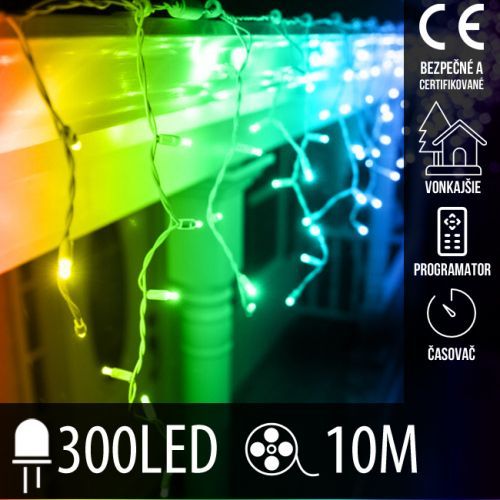 Vianočná LED svetelná záclona vonkajšia - programy - časovač - 300LED - 10M Multicolour