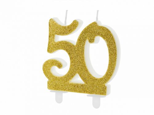 PartyDeco Tortová sviečka - zlatá 50