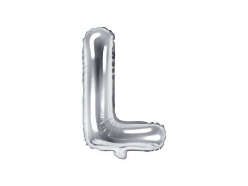 PartyDeco Fóliový balón Mini - Písmeno L 35cm strieborný
