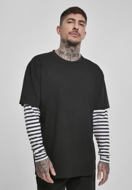 Urban Classics Oversized Double Layer Striped LS Tee black - L