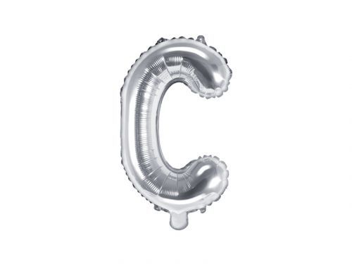 PartyDeco Fóliový balón Mini - Písmeno C 35cm strieborný