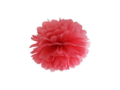 PartyDeco Pompom v tvare červeného kvetu 25 cm