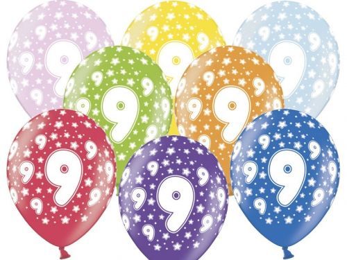 PartyDeco Balónik s číslom 9 narodeninový