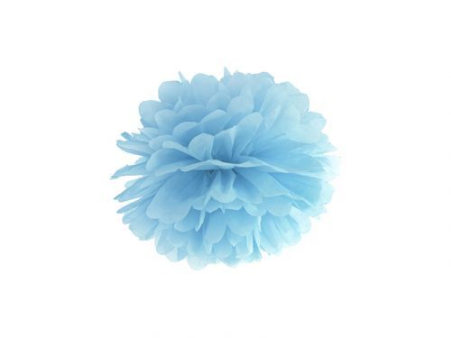 PartyDeco Pompom v tvare kvetu hmlistý modrý 25 cm