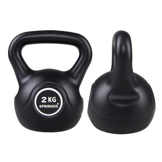 SPRINGOS Kettlebell čierny - 2kg