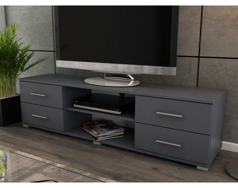 Široký TV stolík Oskar TV, grafitový, šírka 180 cm