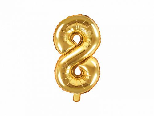 PartyDeco Fóliový balón Mini - Číslo 8 zlatý 35cm