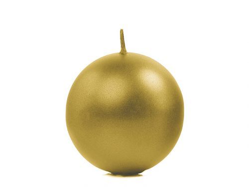PartyDeco Sviečka - guľa metalická zlatá 6 cm