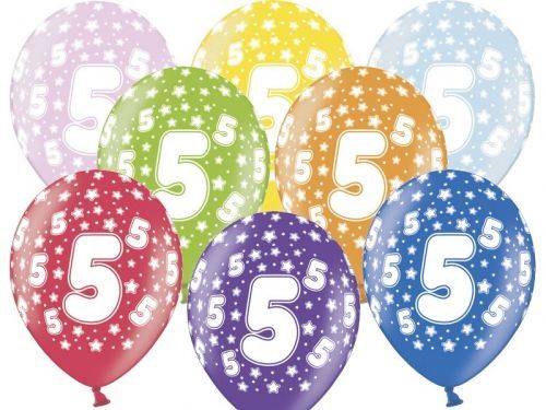 PartyDeco Balónik s číslom 5 narodeninový