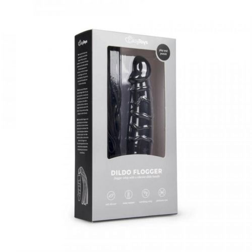 Easytoys Flogger – korbáč a silikónové dildo v jednom (čierne)