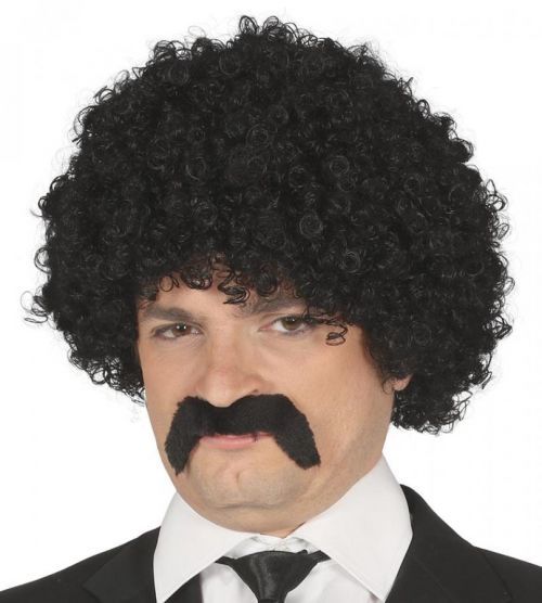 Guirca Čierna kučeravá parochňa s fúzami