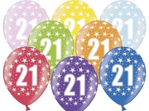 PartyDeco Balónik s číslom 21 narodeninový