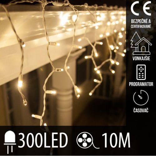 Vianočná LED svetelná záclona vonkajšia - programy - časovač - 300LED - 10M Teplá biela