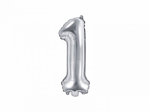 PartyDeco Fóliový balón Mini - Číslo 1 strieborný 35cm