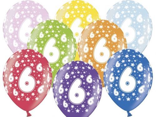 PartyDeco Balónik s číslom 6 narodeninový