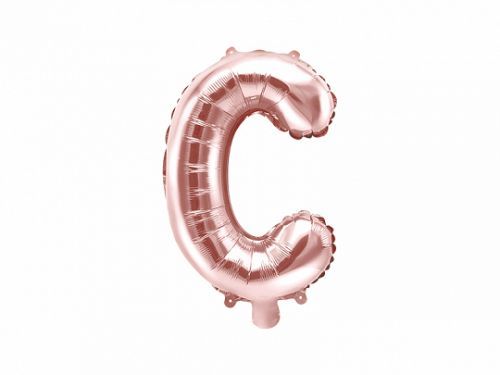 PartyDeco Fóliový balón Mini - Písmeno C 35 cm ružovo-zlatý