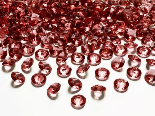 PartyDeco Diamantové konfety tmavo červené 12mm