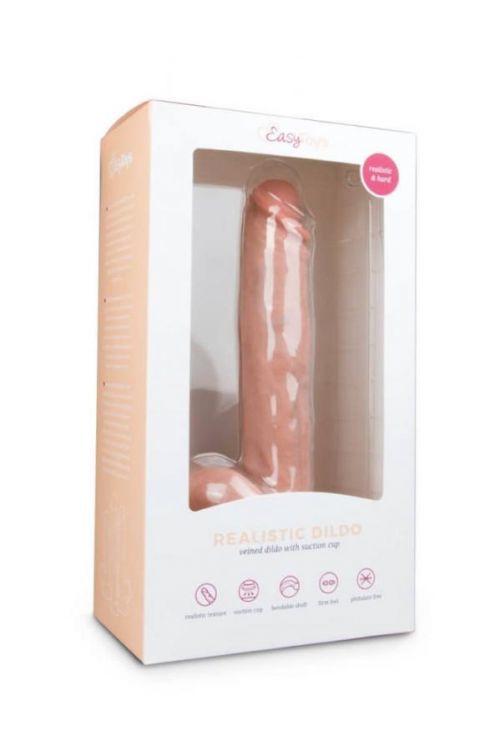 Easytoys – veľké dildo so semenníkmi a prísavkou (26,5cm) – telová farba