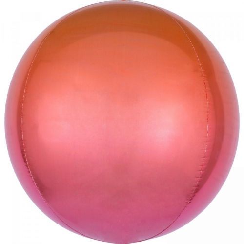 Amscan Ombré červeno-oranžový fóliový balón - guľa