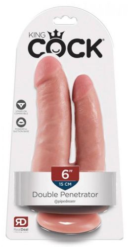 King Cock Double Penetrator - lifelike double dildo (natural)