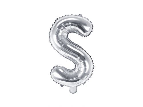 PartyDeco Fóliový balón Mini - Písmeno S 35cm strieborný