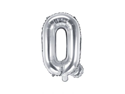 PartyDeco Fóliový balón Mini - Písmeno Q 35cm strieborný