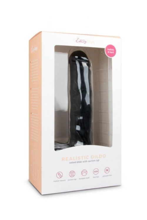 Easytoys – veľké dildo so semenníkmi a prísavkou (29,5cm) – čierne