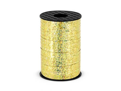 PartyDeco Stuha na balóny zlatá - holografická 225 m