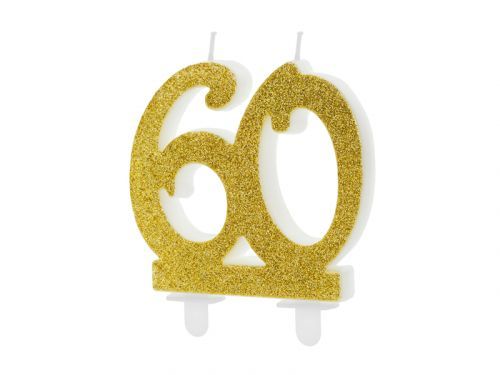 PartyDeco Tortová sviečka - zlatá 60