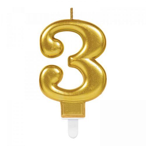 Amscan Narodeninová sviečka 3 zlatá