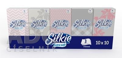 Silkie Extra soft Hygienické vreckovky 3-vrstvové, papierové 10x10 ks (100 ks)