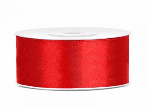 PartyDeco Saténová stuha - červená 25 mm / 25 m