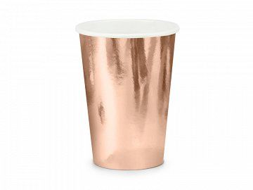 PartyDeco Poháre - ružovo zlaté 220 ml
