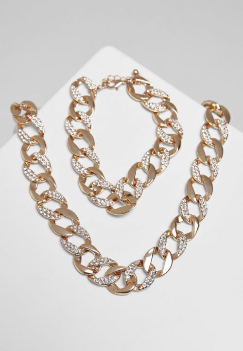 Urban Classics Basic Diamond Necklace And Bracelet Set gold - One Size