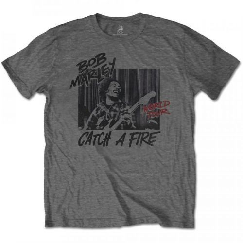 Bob Marley - Tričko Catch A Fire World Tour - Muž, Unisex, Šedá, XXL