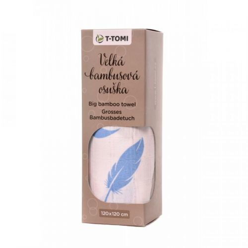 T-Tomi BIO VEĽKÁ bambusová osuška, pierka 120 x 120 cm, 1ks