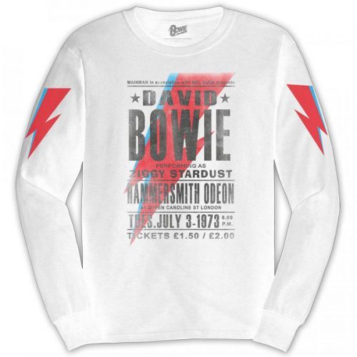 David Bowie - Tričko s dlhým rukávom Hammersmith Odeon - Muž, Unisex, Biela, XXL