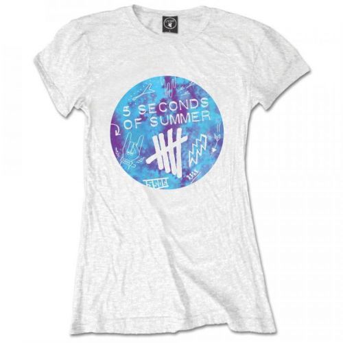 5 Seconds Of Summer - Tričko Tie-Dye Scribble Logo - Žena, Biela, S