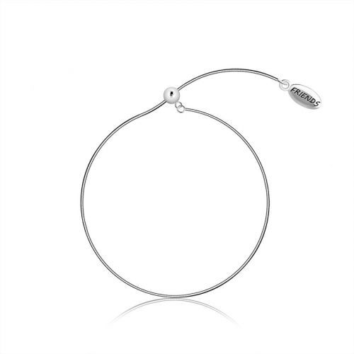 Strieborný 925 náramok, navliekací - hadia retiazka, oválna známka s nápisom 