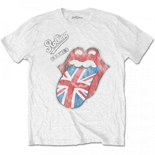 Rolling Stones - Tričko Vintage British Tongue - Muž, Unisex, Biela, XXL