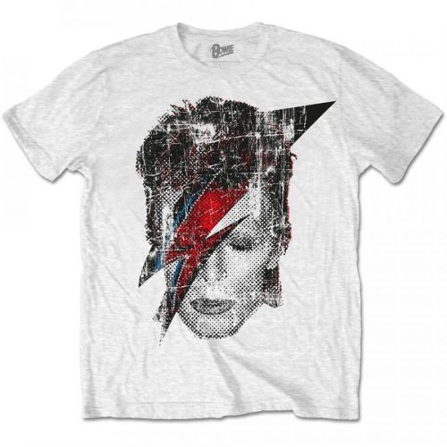 David Bowie - Tričko Halftone Flash Face - Muž, Unisex, Biela, XXL