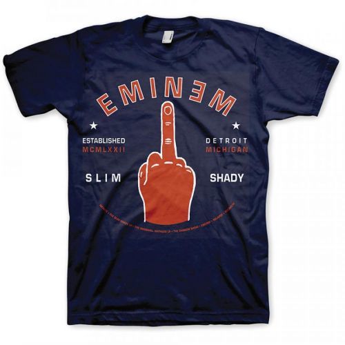 Eminem - Tričko Detroit Finger - Muž, Unisex, Modrá, XXL
