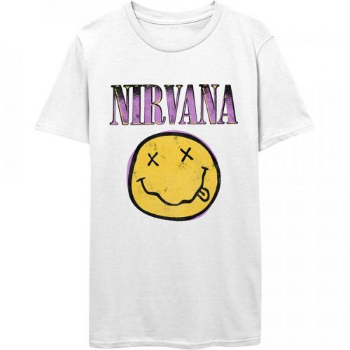 Nirvana - Tričko Xerox Smiley Pink - Muž, Unisex, Biela, XXL