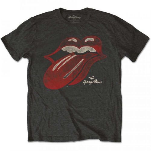 Rolling Stones - Tričko Vintage Tongue Logo - Muž, Unisex, Šedá, XXL