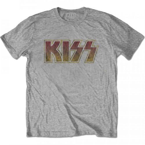 Kiss - Tričko Vintage Classic Logo - Muž, Unisex, Šedá, XXL