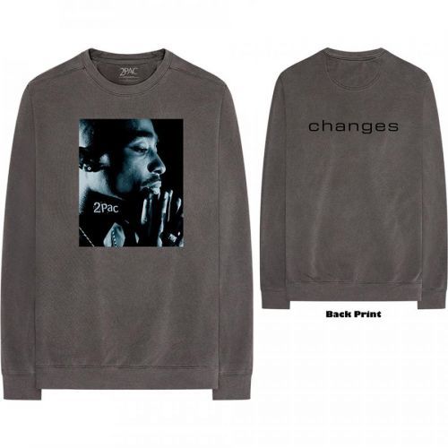 2Pac - Tričko s dlhým rukávom Changes Side Photo - Muž, Unisex, Šedá, XXL