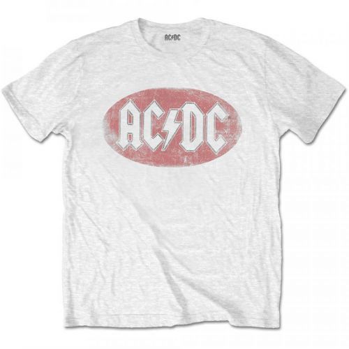 AC/DC - Tričko Oval Logo Vintage - Muž, Unisex, Biela, XXL